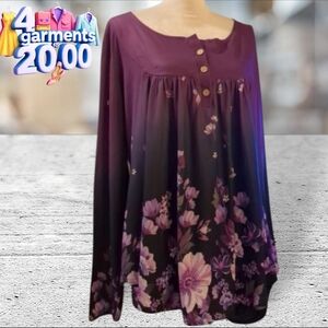 Purple floral hombre tunic size XXL